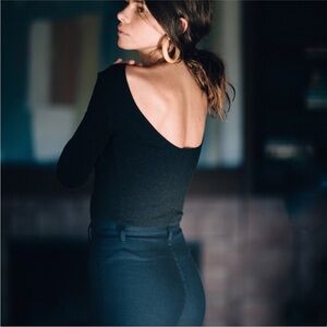 RARE OZMA Black Ballet Top 3/4 Sleeve, Scoop Back